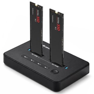 Qoltec QOLTEC STACJA DOKUJĄCA SSD M.2 NVME | PCIE | USB-C | 20GB/S | DUAL 2X8TB | KLONOWANIE OFFLINE