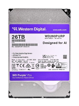 WD Dysk HDD WD Purple Pro WD260PURP (26 TB ; 3.5"; 512 MB; 7200 obr/min)