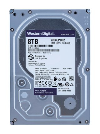 WD Dysk HDD WD Purple WD85PURZ (8 TB ; 3.5"; 256 MB; 5640 obr/min)