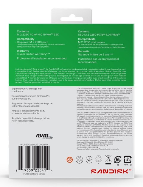 WD SSD WD Green SN3000 500GB NVMe WDS500G4G0E