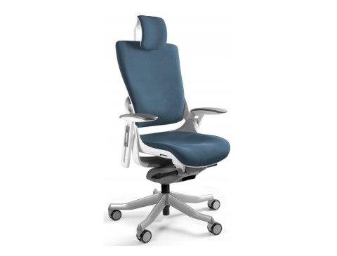 UNIQUE Fotel biurowy Wau 2 BL414 tkanina steelblue/biały