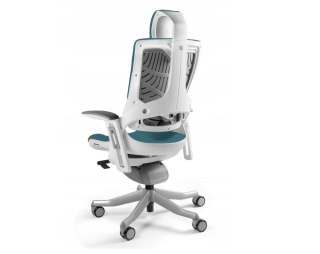 UNIQUE Fotel biurowy Wau 2 BL414 tkanina steelblue/biały