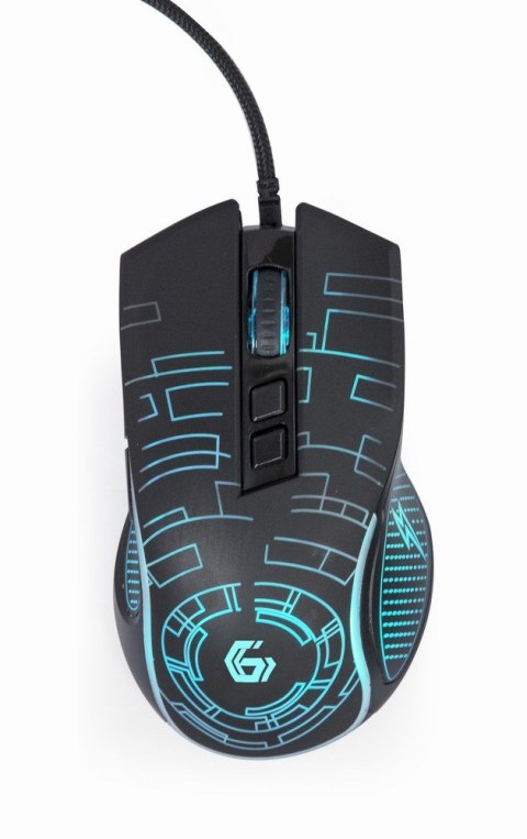 GEMBIRD GEMBIRD GAMINGOWA MYSZ Z PODŚWIETLENIEM RGB USB, CZARNA