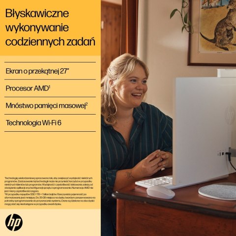 Hewlett-Packard HP AiO 27-cr0204nw Ryzen 7 7730U 27.0"FHD IPS 300nits AG 16GB DDR4 3200 SSD512 Radeon Vega 8 LAN Cam1080p+IR NoOS Shell White Sh
