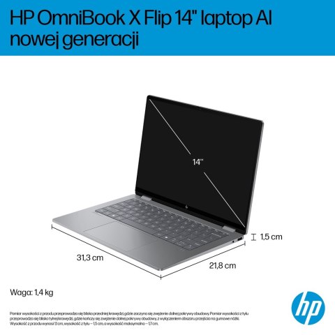 Hewlett-Packard HP OmniBook X Flip 2in1 14-fk0020nw Ryzen AI 5 340 14"2K OLED 300nits LBL Glosy 16GB LPDDR5x SSD512 Radeon 840M Cam5MP+IR 59Wh W