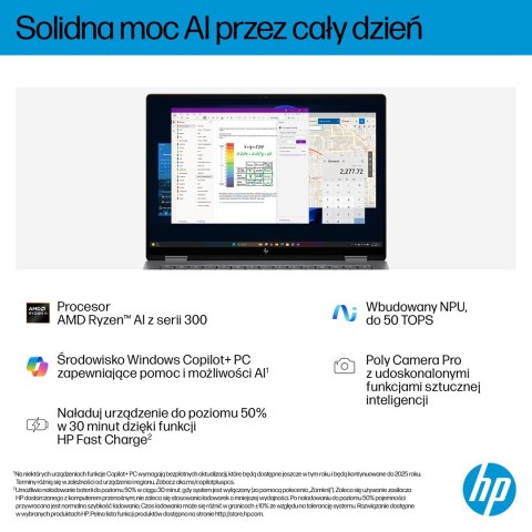 Hewlett-Packard HP OmniBook X Flip 2in1 14-fk0020nw Ryzen AI 5 340 14"2K OLED 300nits LBL Glosy 16GB LPDDR5x SSD512 Radeon 840M Cam5MP+IR 59Wh W