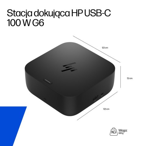 Hewlett-Packard Stacja dokująca + zasilacz HP USB-C Dock G6 100W czarna 9X3V1UT#ABB