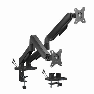 GEMBIRD GEMBIRD BIURKOWE RAMIĘ NA DWA MONITORY Z PORTAMI USB (REGULOWANE), OD 17" DO 32", OBCIĄŻENIE DO 9 KG