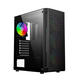 GEMBIRD GEMBIRD OBUDOWA FORNAX 400X MIDI-TOWER (2X USB 3.0, 1X USB 2.0, HD AUDIO, SZKLANY PANEL BOCZNY, PODŚWIETLENIE ARGB) CZARNA