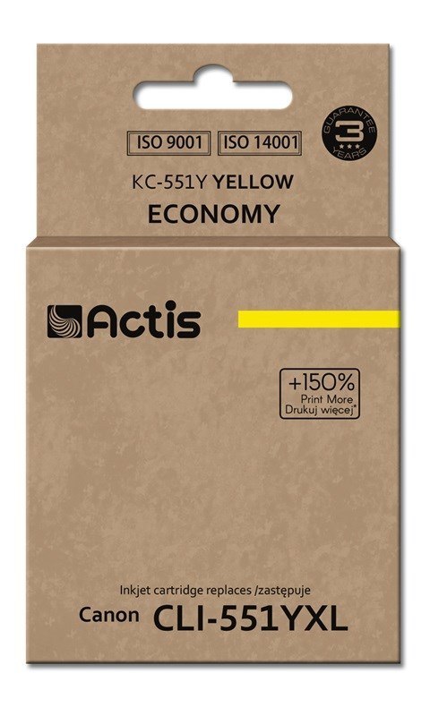 ACTIS Actis KC-551Y Tusz (zamiennik Canon CLI-551Y; Standard; 12 ml; żółty)