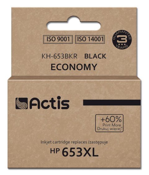 ACTIS Actis KH-653BKR Tusz (zamiennik HP 653XL 3YM75AE; Premium; 20ml; 575 stron; czarny)