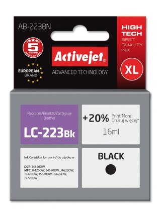 Activejet Activejet AB-223BN Tusz (zamiennik Brother LC223BK; Supreme; 16 ml; czarny)
