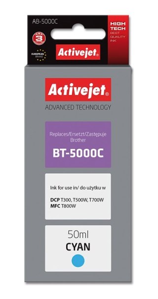 Activejet Activejet AB-5000C Buteleczka z tuszem z atramentem (zamiennik Brother BT-5000C; Supreme; 50 ml; 5000 str., niebieski)