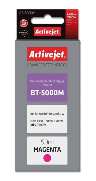 Activejet Activejet AB-5000M Buteleczka z tuszem z atramentem (zamiennik Brother BT-5000M; Supreme; 50 ml; 5000 str., czerwony)
