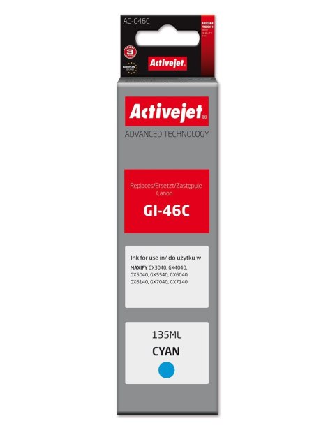 Activejet Activejet AC-G46C Buteleczka z tuszem z atramentem (zamiennik Canon GI-46C; Supreme; 135 ml; niebieski)