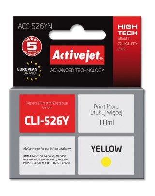 Activejet Activejet ACC-526YN Tusz (zamiennik Canon CLI-526Y; Supreme; 10 ml; żółty)