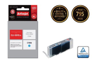 Activejet Activejet ACC-551CN Tusz (zamiennik Canon CLI-551C; Supreme; 15 ml; niebieski)
