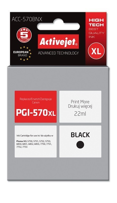 Activejet Activejet ACC-570BNX Tusz (zamiennik Canon PGI-570XLBk; Supreme; 22 ml; czarny)