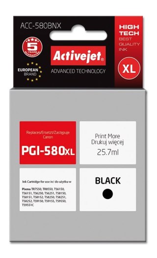 Activejet Activejet ACC-580BNX Tusz (zamiennik PGI-580XLBk; Supreme; 25.7 ml; czarny)