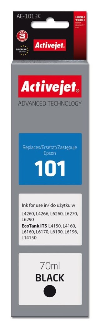 Activejet Activejet AE-101BK Buteleczka z tuszem z atramentem (zamiennik Epson 101; Supreme; 70 ml; czarny)