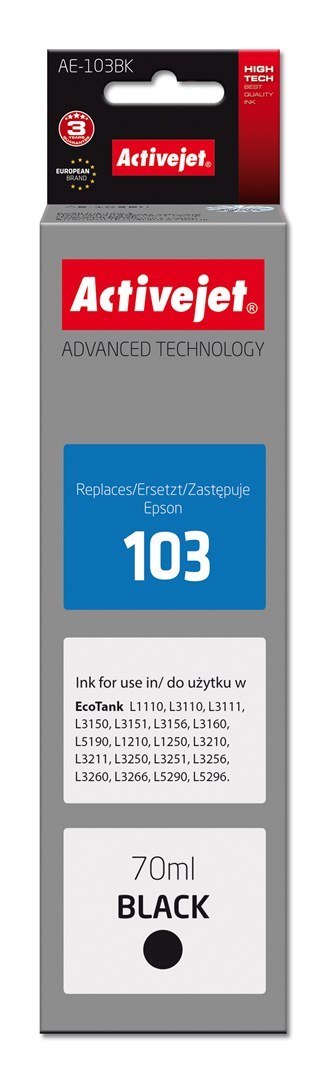 Activejet Activejet AE-103Bk Buteleczka z tuszem z atramentem (zamiennik Epson 103 C13T00S14A; Supreme; 70 ml; 4500, czarny).