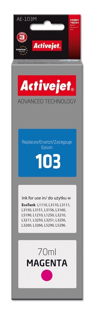 Activejet Activejet AE-103M Buteleczka z tuszem z atramentem (zamiennik Epson 103 C13T00S34A; Supreme; 70 ml; czerwony)