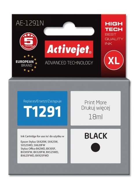 Activejet Activejet AE-1291N Tusz (zamiennik Epson T1291; Supreme; 18 ml; czarny)