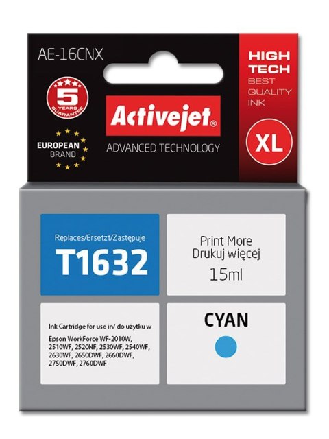 Activejet Activejet AE-16CNX Tusz (zamiennik Epson 16XL T1632; Supreme; 15 ml; niebieski)