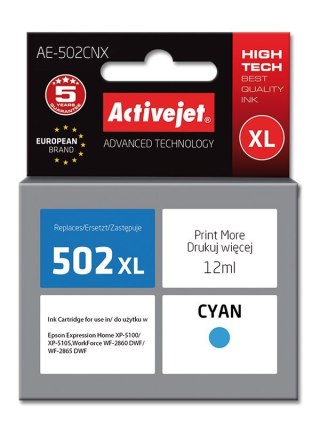 Activejet Activejet AE-502CNX Tusz (zamiennik Epson 502XL W24010; Supreme; 12 ml; niebieski)