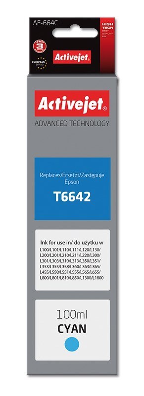 Activejet Activejet AE-664C Buteleczka z tuszem z atramentem (zamiennik Epson T6642; Supreme; 100 ml; niebieski)