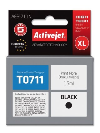 Activejet Activejet AEB-711N Tusz (zamiennik Epson T0711, T0891, T1001; Supreme; 15 ml; czarny)