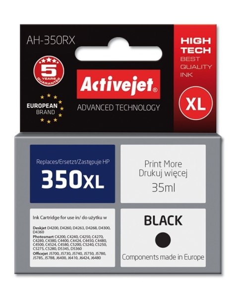 Activejet Activejet AH-350RX Tusz (zamiennik HP 350XL CB336EE; Premium; 35 ml; czarny)