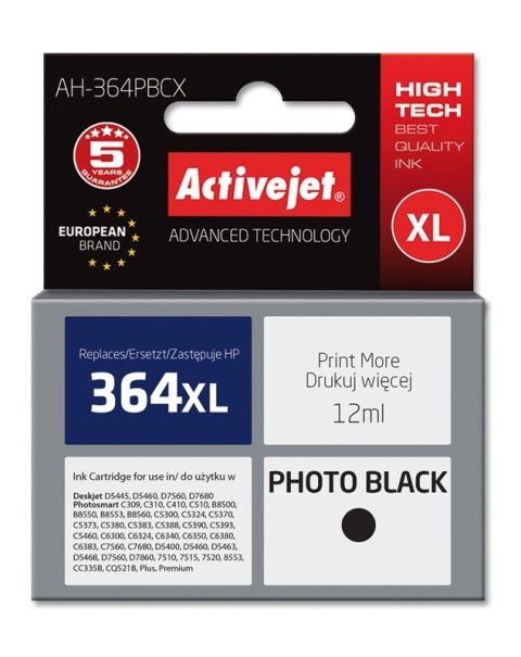 Activejet Activejet AH-364PBCX Tusz (zamiennik HP 364XL CB322EE; Premium; 12 ml; czarny, foto)