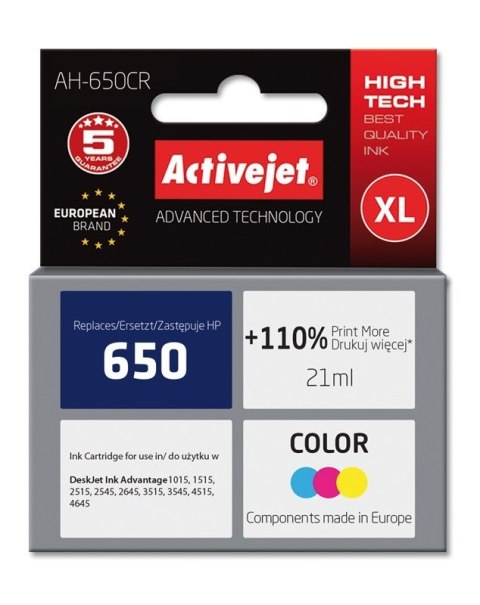 Activejet Activejet AH-650CR Tusz (zamiennik HP 650 CZ102AE; Premium; 21 ml; kolor)