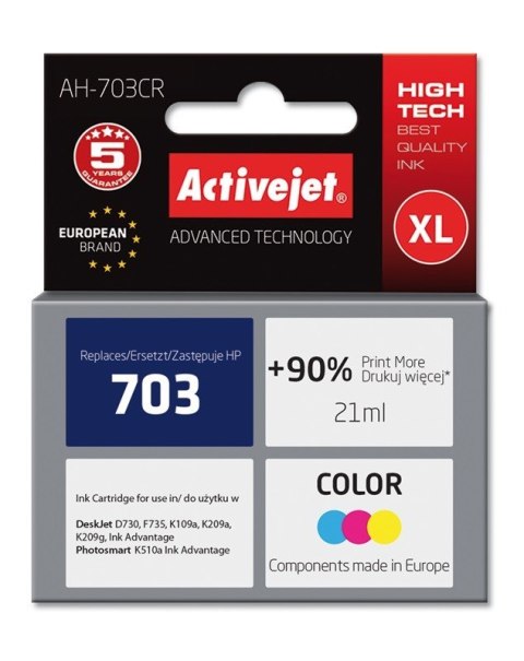 Activejet Activejet AH-703CR Tusz (zamiennik HP 703 CD888AE; Premium; 21 ml; kolor)
