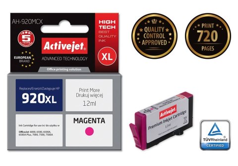 Activejet Activejet AH-920MCX Tusz (zamiennik HP 920XL CD973AE; Premium; 12 ml; czerwony)