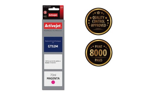 Activejet Activejet AH-GT52M Buteleczka z tuszem z atramentem (zamiennik HP GT52M M0H55AE; Supreme; 70 ml; 8000 stron, czerwony)