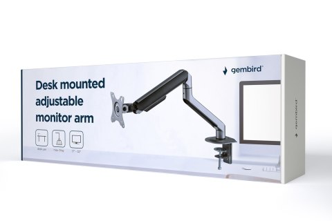 GEMBIRD GEMBIRD BIURKOWE REGULOWANE RAMIĘ/UCHWYT NA MONITOR 17-32, VESA 100X100MM, DO 9 KG, KOLOR SZARY