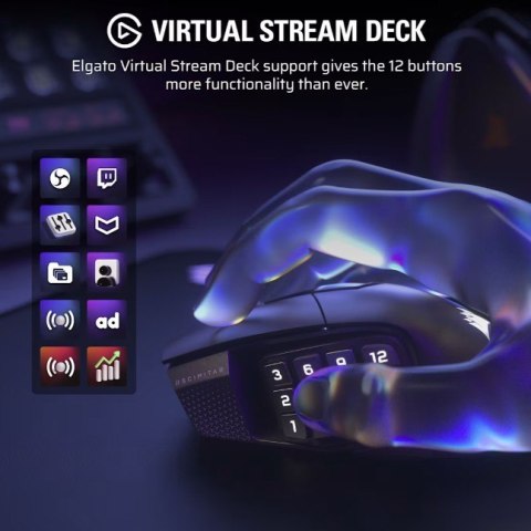 Corsair Mysz bezprzewodowa Scimitar Elite Wireless SE Gun Metal 33000 DPI