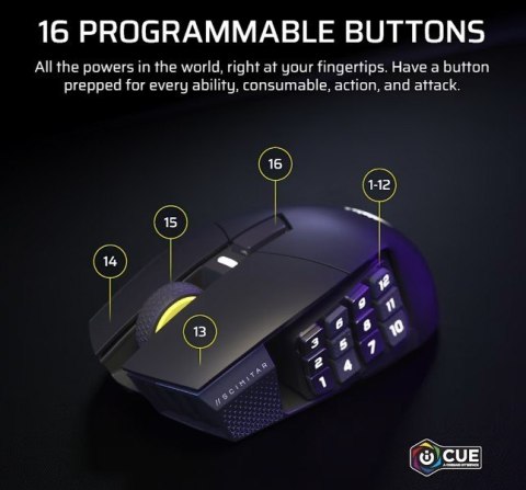 Corsair Mysz bezprzewodowa Scimitar Elite Wireless SE Gun Metal 33000 DPI