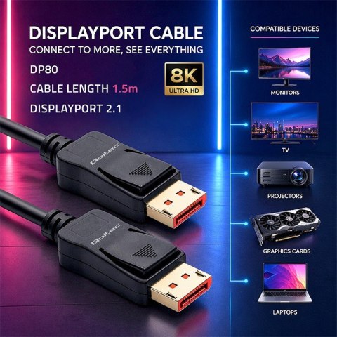 Qoltec Kabel DisplayPort M/M v2.1 | 54G | 1.5m