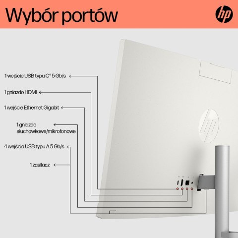 Hewlett-Packard HP AiO 24-cr0312nw Ryzen 5 7520 23.8" FHD IPS 250nits AG 16GB DDR5 SSD512 Radeon 610M Cam720p kB+Mouse Win11 Shell White 2Y