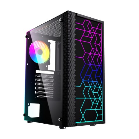 GEMBIRD GEMBIRD OBUDOWA FORNAX 2500 MIDI-TOWER (1X USB 3.0, 2X USB 2.0, HD AUDIO, SZKLANY PANEL BOCZNY) CZARNA