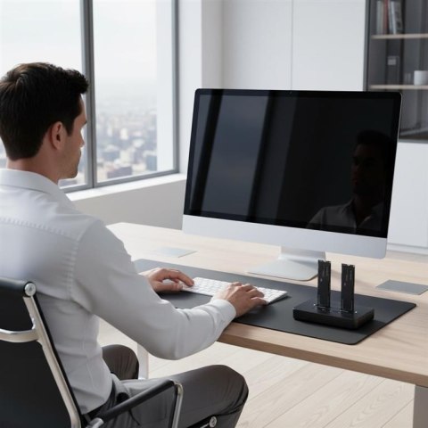 Gembird Stacja dokująca do komputerów stacjonarnych z dwoma dyskami SSD USB typu C, M.2 NVME (i SATA), czarna