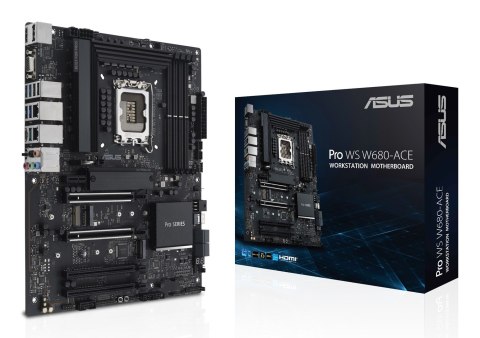 ASUS Płyta ASUS Pro WS W680-ACE W680 (LGA 1700) ATX motherboard, 2x PCIe 5.0, 3x PCIe 4.0, 3x PCIe 4.0 M.2 slots, 2x USB 3.2 Gen 2, 4