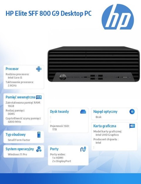 HP Inc. Komputer biurkowy 800 SFF G9 i5-14500 1TB/16GB/W11P A55N5ET