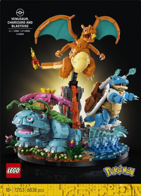 LEGO Klocki Pokemon 72153 Venusaur, Charizard i Blastoise