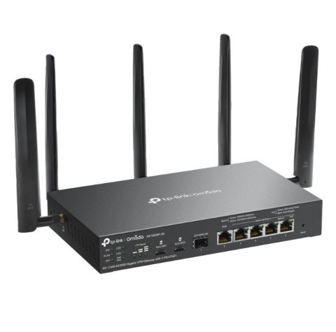 TP-LINK Brama sieciowa gigabitowa ER706WP-4G Omada 4G+ Cat6 AX3000 VPN 4-Port PoE+ 1× Gigabit SFP WAN/LAN, 1× Gigabit RJ45 WAN, 4× Gigab