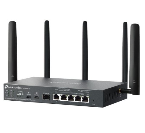 TP-LINK Brama sieciowa gigabitowa ER706WP-4G Omada 4G+ Cat6 AX3000 VPN 4-Port PoE+ 1× Gigabit SFP WAN/LAN, 1× Gigabit RJ45 WAN, 4× Gigab