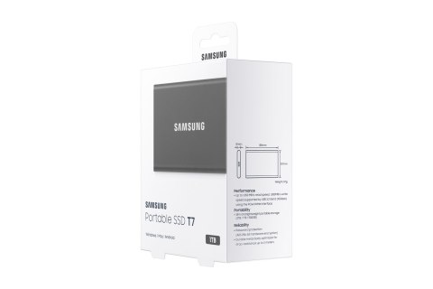 Samsung Dysk zewnętrzny SSD Samsung T7 (1TB; USB 3.2; szary; MU-PC1T0T/WW)